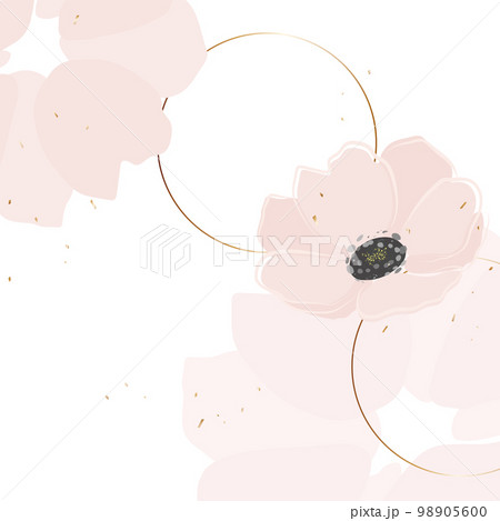 Floral minimalistic background with pink flowers. Delicate watercolor anemones. 98905600