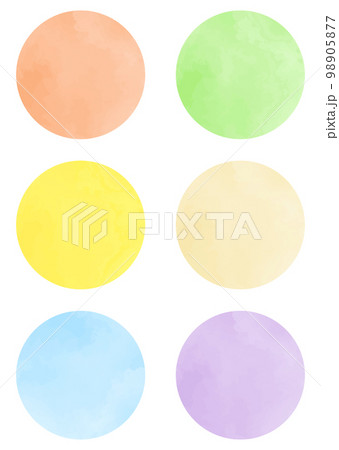 きれいで使いやすい水彩風の円 パステル セットのイラスト素材