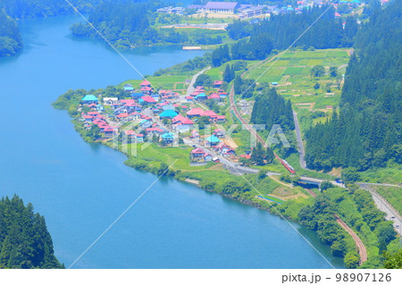 只見線 大志俯瞰(尻吹峠俯瞰) 只見線 大志俯瞰(尻吹峠俯瞰) 98907126