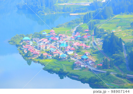 只見線 大志俯瞰(尻吹峠俯瞰) 98907144