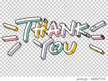 "THANK YOU" icon. Vector material of handwritten characters. 98907370