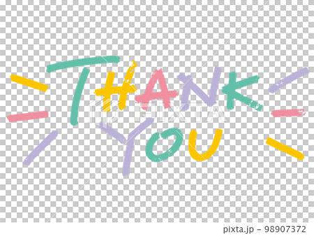 "THANK YOU" icon. Vector material of handwritten characters. 98907372