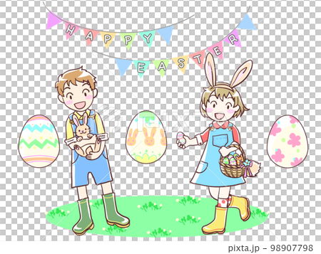 easter child and rabbit 98907798