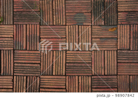 Red brick floor texture background, walkway with paver patterns Red brick floor texture background, walkway with paver patterns 98907842