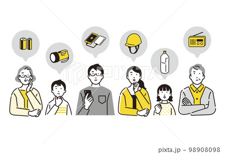人物 防災を考える三世代家族 人物 防災を考える三世代家族 98908098