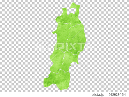Watercolor style map illustration of the Tohoku region Watercolor style map illustration of the Tohoku region 98908464