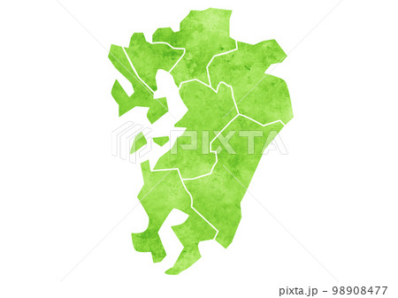 九州地方の水彩風地図イラスト 98908477