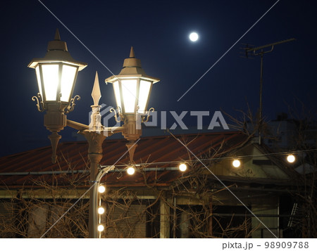月夜の伊香保温泉　石段街の街燈 98909788