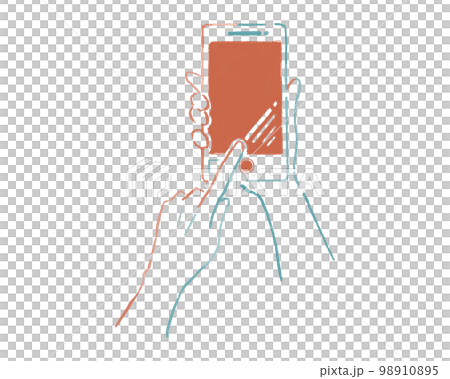 Person smartphone photo line drawing illustration Person smartphone photo line drawing illustration 98910895