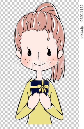 拿著禮物的女人的插圖 拿著禮物的女人的插圖 98911152