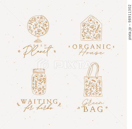 Labels with flowers beige color Labels with flowers beige color 98911302