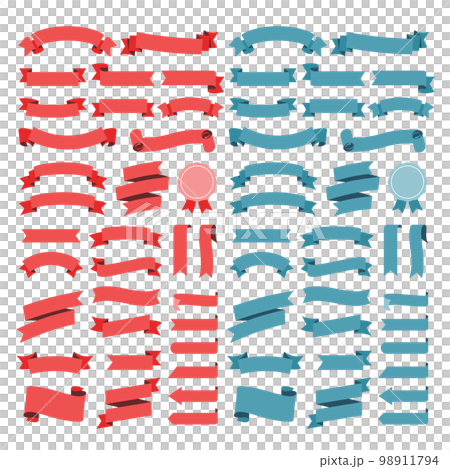 紅色和藍色絲帶的集合 紅色和藍色絲帶的集合 98911794