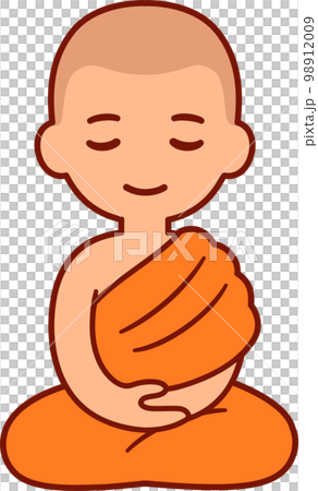 Cute cartoon Buddhist monk 98912009