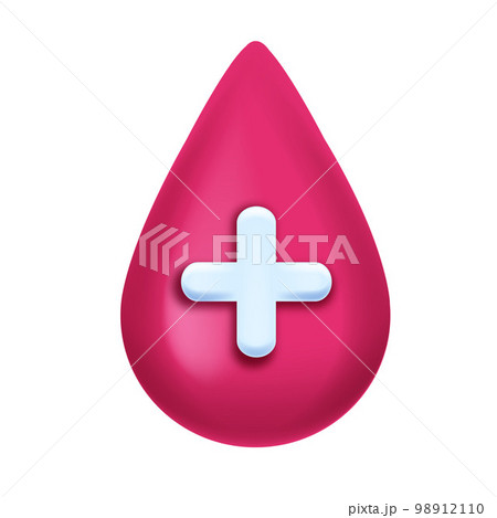 3D Blood Drop Icon, Vector Medical Donor...のイラスト素材 [98912110] - PIXTA