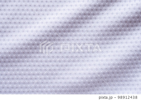 White fabric sport clothing football jersey with air mesh texture background 98912438