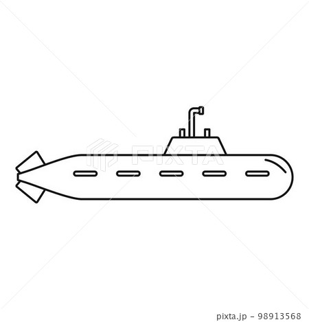 Military submarine icon. Outline illustration of military submarine vector icon for web design isolated on white background Military submarine icon. Outline illustration of military submarine vector icon for web design isolated on white background 98913568