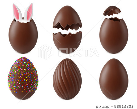 3D Set of Chocolate Eggs For Easter Concept. 24107812 PNG