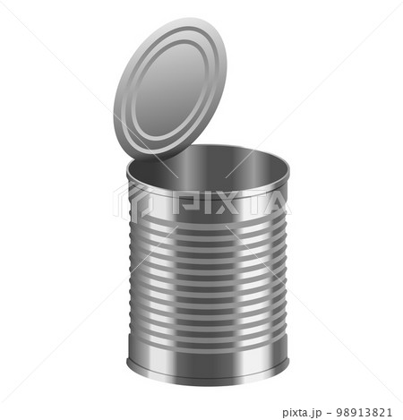 Open tincan mockup. Realistic illustration of open tincan vector mockup for web design isolated on white background 98913821