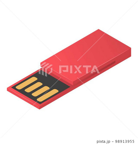 Red usb flash icon. Isometric of red usb flash vector icon for web design isolated on white background Red usb flash icon. Isometric of red usb flash vector icon for web design isolated on white background 98913955