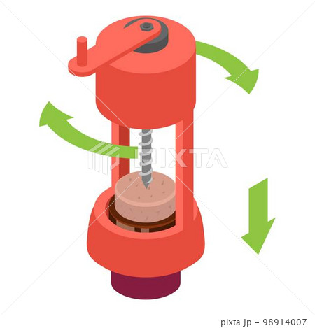 Open wine bottle mechanical corkscrew icon. Isometric of open wine bottle mechanical corkscrew vector icon for web design isolated on white background 98914007