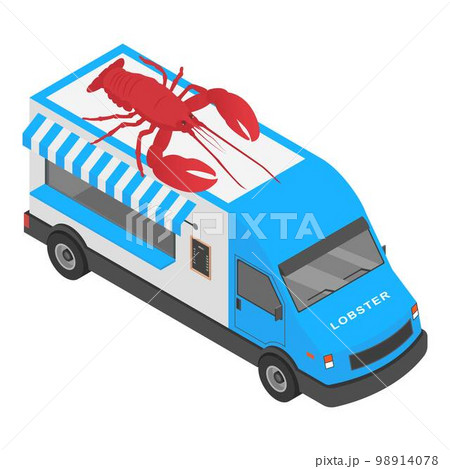Lobster shop truck icon. Isometric of lobster shop truck vector icon for web design isolated on white background 98914078
