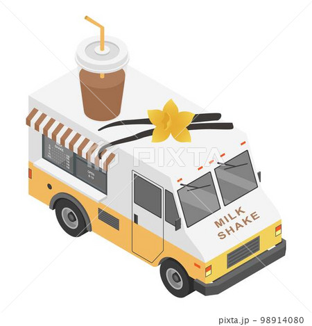 Milk shake truck icon. Isometric of milk shake truck vector icon for web design isolated on white background 98914080