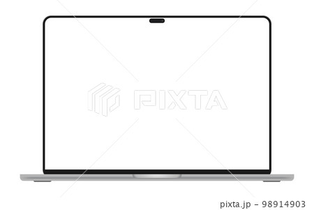 Mocap the front side of the new laptop with a dynamic island. Render a modern laptop with an island on the screen. A blank computer screen. concept of a modern laptop 2023 2024. 98914903