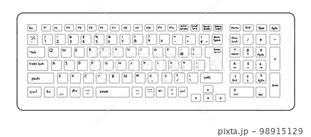 パソコンのキーボード 線画のイラスト素材 [98915129] - PIXTA