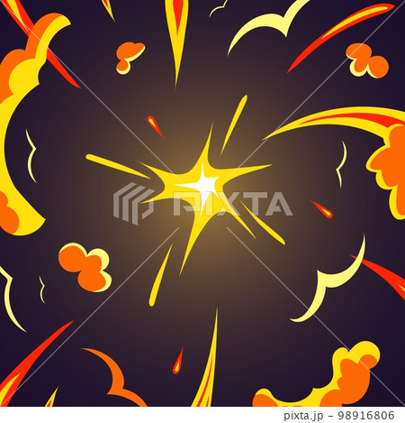 Comic war boom. Cartoon creative burst fire...のイラスト素材 [98916806] - PIXTA