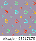 Pastel Heart Pattern On Light Background. Hand Drawn Illustration. 98917875