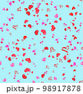 Hearts Pattern On Light Blue Background. Hand Drawn Seamless Illustration. 98917878