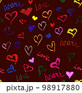 Seamless Pattern of Hearts On Dark Red Background. Valentine's Day Concept 98917880