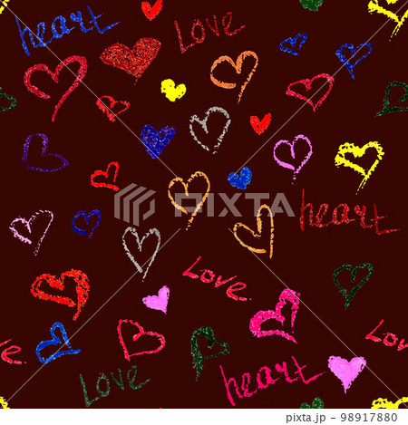 Seamless Pattern of Hearts On Dark Red Background. Valentine's Day Concept Seamless Pattern of Hearts On Dark Red Background. Valentine's Day Concept 98917880