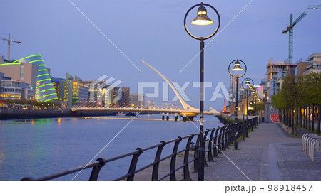 Riverwalk along Liffey in Dublin - travel photography 98918457