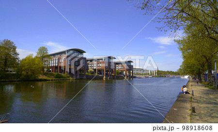 River Trave in the city of Lubeck Germany River Trave in the city of Lubeck Germany 98918608