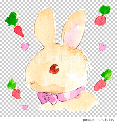 水彩插圖兔子和胡蘿蔔 水彩插圖兔子和胡蘿蔔 98919139