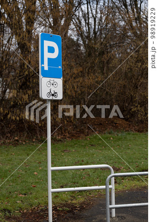Sign for parking bicycles and motorcycles Sign for parking bicycles and motorcycles 98919229
