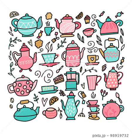 Teapot cute colorful doodle hand drawn cartoon Vector Image