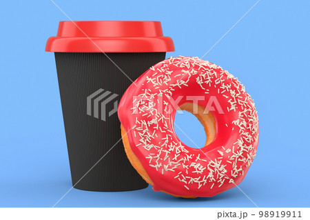 Paper coffee cup for cappuccino, americano, espresso, mocha, latte on blue 98919911