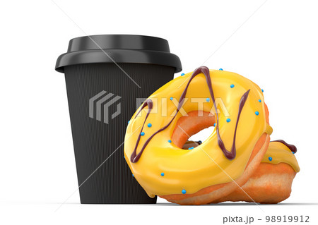 Paper coffee cup for cappuccino, americano, espresso, mocha, latte on white 98919912