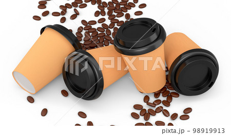 Set of paper coffee cup with coffee bean for cappuccino, americano, espresso 98919913