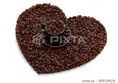 Ceramic coffee cup with coffee beans for americano, espresso, mocha, latte 98919928