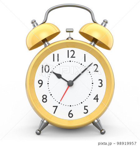 Vintage alarm clock on white background. 3d render concept of wake up time 98919957