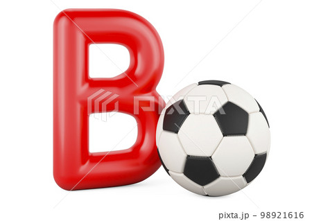 Kids ABC, Letter B With Soccer Ball. 3D Renderingのイラスト素材 [98921616] - PIXTA