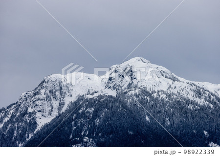 Snow and Cloud covered Canadian Nature Landscape Background. Winter Season in Whistler Snow and Cloud covered Canadian Nature Landscape Background. Winter Season in Whistler 98922339