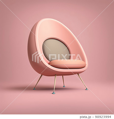 Mid century pink accent fabric chair with chromium legs. Fabric upholstery chair on pink background. Mid century, Loft, Scandinavian interior. Retro stylized modern furniture Mid century pink accent fabric chair with chromium legs. Fabric upholstery chair on pink background. Mid century, Loft, Scandinavian interior. Retro stylized modern furniture 98923994