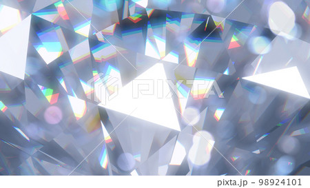 光に反射するダイヤモンドの3dイラスト。アップ。 光に反射するダイヤモンドの3dイラスト。アップ。 98924101