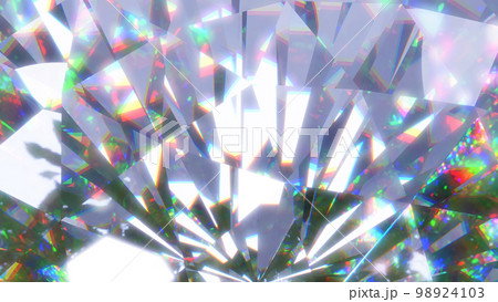 光に反射するダイヤモンドの3dイラスト。アップ。 光に反射するダイヤモンドの3dイラスト。アップ。 98924103