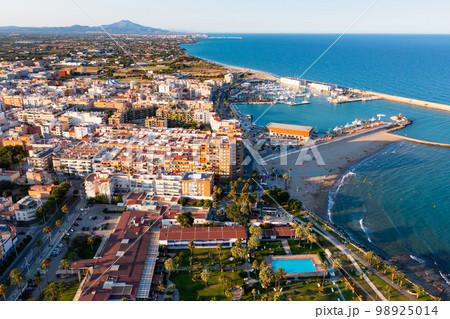 High angle view of Benicarlo, city on Mediterranean Coast in Spain 98925014