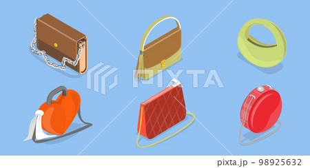 3D Isometric Flat Vector Icon of Handbags Set 98925632